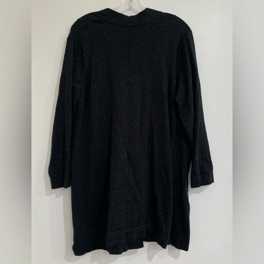 J.Jill Longline Cardigan W/Front Pockets Black Speckle Size Large Petite Cozy